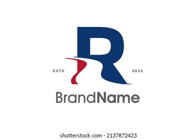 Simple and Modern Illustration logo design initial R Pathway in two color.