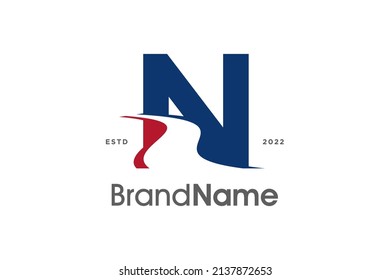 Simple and Modern Illustration logo design initial N Pathway in two color.