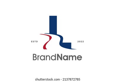 Einfache und moderne Illustration Logo Design erste L Pathway in zwei Farben.