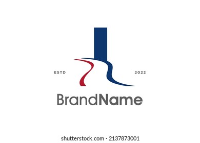 Simple and Modern Illustration logo design initial i Pathway in two color.