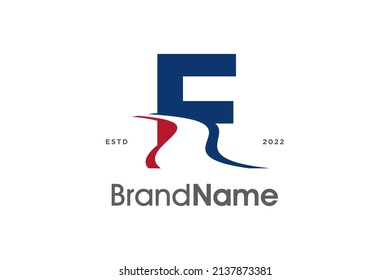 Simple and Modern Illustration logo design initial F Pathway in two color.