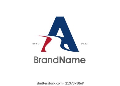 Simple and Modern Illustration logo design initial A Pathway in two color.