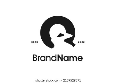 Simple and Modern Illustration logo design initial Q combine with Road Path.