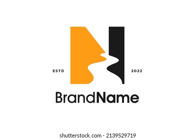 Diseño inicial de logotipo de Ilustración simple y moderna N combinado con Road Path.