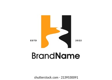 Simple and Modern Illustration logo design initial H combine with Road Path.
