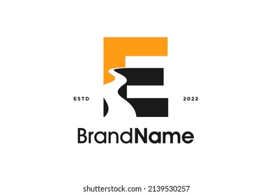 Simple and Modern Illustration logo design initial E combine with Road Path.