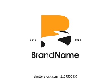 Simple and Modern Illustration logo design initial B combine with Road Path. 