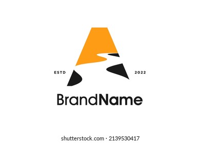 Einfache und moderne Illustration Logo Design Erstausstattung A Kombination mit Road Path.