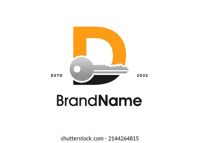 Diseño de logotipo de Ilustración simple y moderna La D inicial se combina con la tecla.