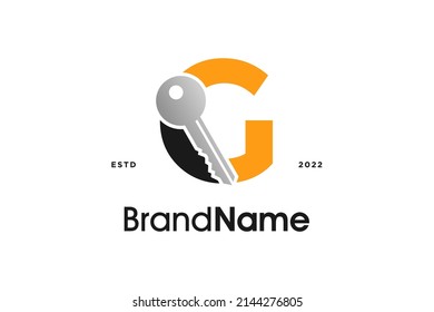 Simple and Modern illustration logo design initial G combine with key.