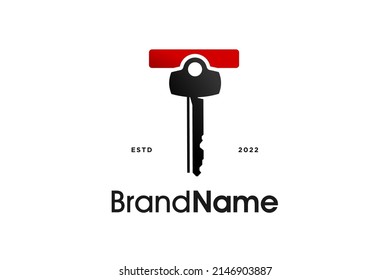 Simple and Modern Illustration logo design Initial T Combine with Key.