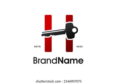 Einfache und moderne Illustration Logo Design Initial H Kombinieren mit Key.