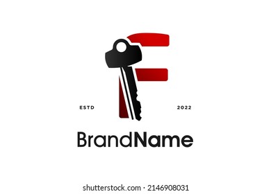 Simple and Modern Illustration logo design Initial F Combine with Key.