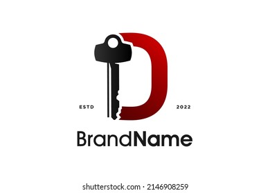 Diseño de logotipo de Ilustración simple y moderna Diseño inicial D Combinar con clave.