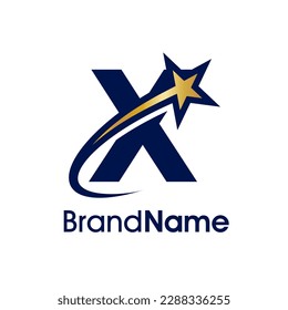 Diseño de logotipo de Ilustración simple y moderna Diseño inicial X Combinar con estrella. El logotipo puede utilizarse para cualquier sector y funcionar también en pequeñas dimensiones.