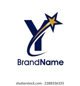 Simple and Modern Illustration logo design Initial Y Combine with star. Logo can use for any industry and work as well in small size.