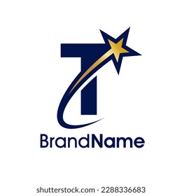 Simple and Modern Illustration logo design Initial T Combine with star. Logo can use for any industry and work as well in small size.
