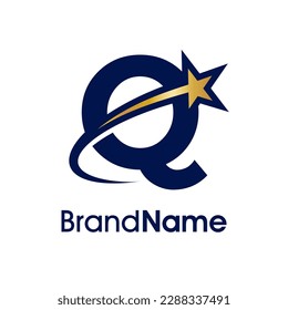 Einfache und moderne Illustration Logo Design Initial Q Kombinieren Sie mit Stern. Das Logo kann für jede Branche verwendet werden und auch in kleiner Größe funktionieren.