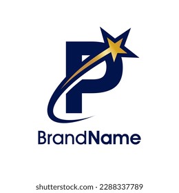 Simple and Modern Illustration logo design Initial P Combine with star. Logo can use for any industry and work as well in small size.