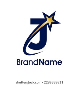 Simple and Modern Illustration logo design Initial J Combine with star. Logo can use for any industry and work as well in small size.