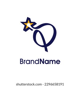 Diseño sencillo y moderno del logotipo de Ilustración Primer Q Combinar con Estrella abstracta. El logotipo puede utilizarse para cualquier sector y funcionar también en pequeñas dimensiones.
