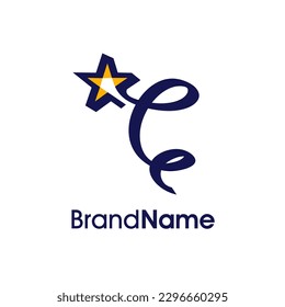 Simple modern Illustration logo design Initial C Combine with Abstract Star. Logo can use for any industry and work as well in small size.