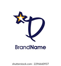 Einfache moderne Illustration Logo Design Initial D Kombinieren mit Abstraktem Star. Das Logo kann für jede Branche verwendet werden und auch in kleiner Größe funktionieren.