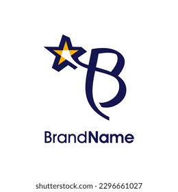 Diseño sencillo y moderno del logotipo de Ilustración Inicial B Combinación con Estrella abstracta. El logotipo puede utilizarse para cualquier sector y funcionar también en pequeñas dimensiones.