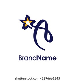 Einfaches modernes Illustration Logo Design Initial A Combine with Abstract Star. Das Logo kann für jede Branche verwendet werden und auch in kleiner Größe funktionieren.