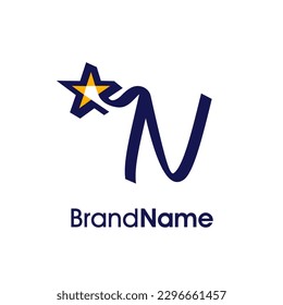 Simple modern Illustration logo design Initial N Combine with Abstract Star. Logo can use for any industry and work as well in small size.
