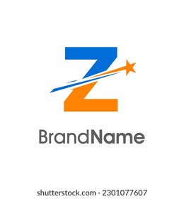 Simple Modern Illustration logo design Initial Z Combine with meteor star. Logo can use for any industry and logo can work as well in small size.