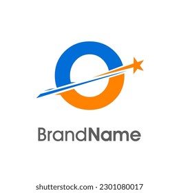Simple Modern Illustration logo design Initial O Combine with meteor star. Logo can use for any industry and logo can work as well in small size.