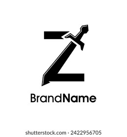 Simple and Modern Illustration Logo design Initial Z Combine with Sword. Logo Good for your any company.