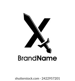 Simple and Modern Illustration Logo design Initial X Combine with Sword. Logo Good for your any company.