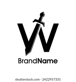 Einfache und moderne Illustration Logo Design Initial W Kombinieren mit Schwert. Logo gut für Ihre Firma.