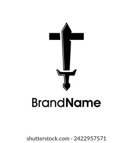 Diseño de logotipo de ilustraciones simple y moderna Diseño inicial para combinar con espada. Logotipo Bueno para cualquier compañía.