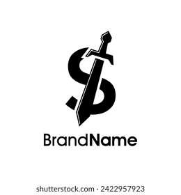 Simple and Modern Illustration Logo design Initial S Combine with Sword. Logo Good for your any company.