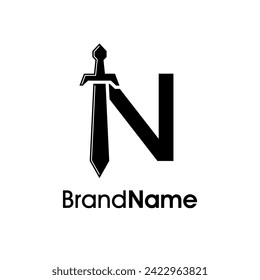 Simple and Modern Illustration Logo design Initial N Combine with Sword. Logo Good for your any company.