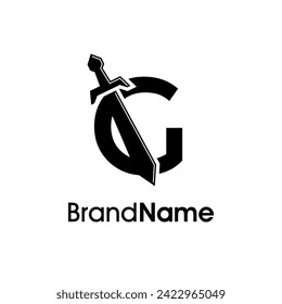 Simple and Modern Illustration Logo design Initial G Combine with Sword. Logo Good for your any company.