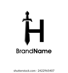 Simple and Modern Illustration Logo design Initial H Combine with Sword. Logo Good for your any company.