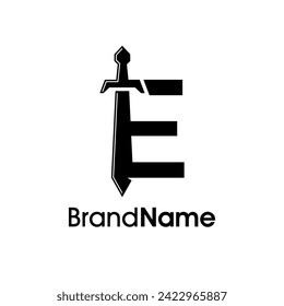 Diseño de logotipo de ilustración simple y moderno Combinación inicial E con espada. Logotipo Bueno para cualquier compañía.