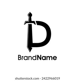 Diseño de logotipo de ilustración simple y moderno Diseño inicial D Combinar con espada. Logotipo Bueno para cualquier compañía.