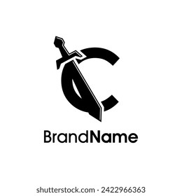 Simple and Modern Illustration Logo design Initial C Combine with Sword. Logo Good for your any company.