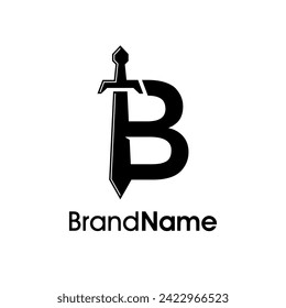 Diseño de logotipo de ilustraciones simple y moderna Diseño inicial B Combinar con espada. Logotipo Bueno para cualquier compañía.