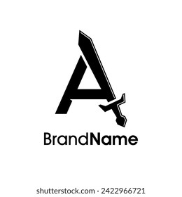 Simple and Modern Illustration Logo design Initial A Combine with Sword. Logo Good for your any company.