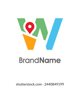 Simple and Modern illustration logo design initial W Combine with Route Maps. Logo Good for company related Transportation.