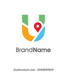 Simple and Modern illustration logo design initial U Combine with Route Maps. Logo Good for company related Transportation.