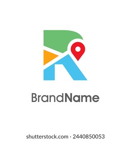 Simple and Modern illustration logo design initial R Combine with Route Maps. Logo Good for company related Transportation.