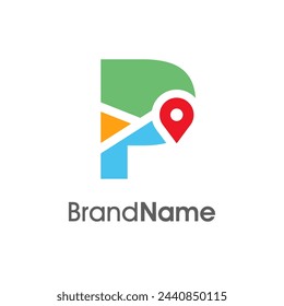 Simple and Modern illustration logo design initial P Combine with Route Maps. Logo Good for company related Transportation.