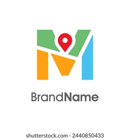 Simple and Modern illustration logo design initial M Combine with Route Maps. Logo Good for company related Transportation.